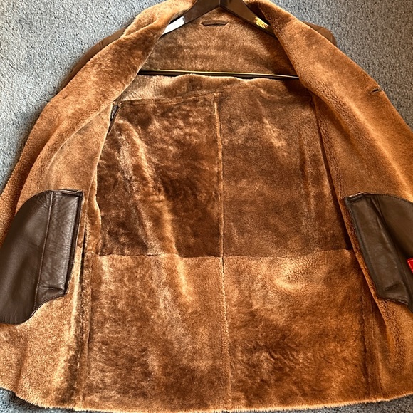 Men's Cole Haan Brown Shearling Coat - Picture 3 of 12